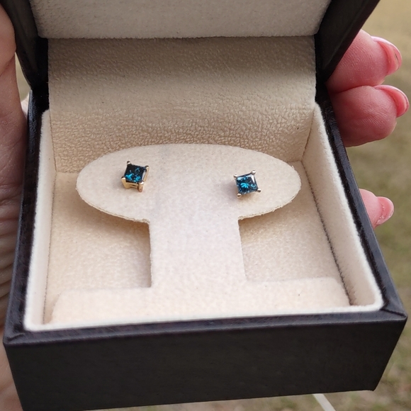 Angara 1.05 Blue Diamond Earrings W/Authenticity